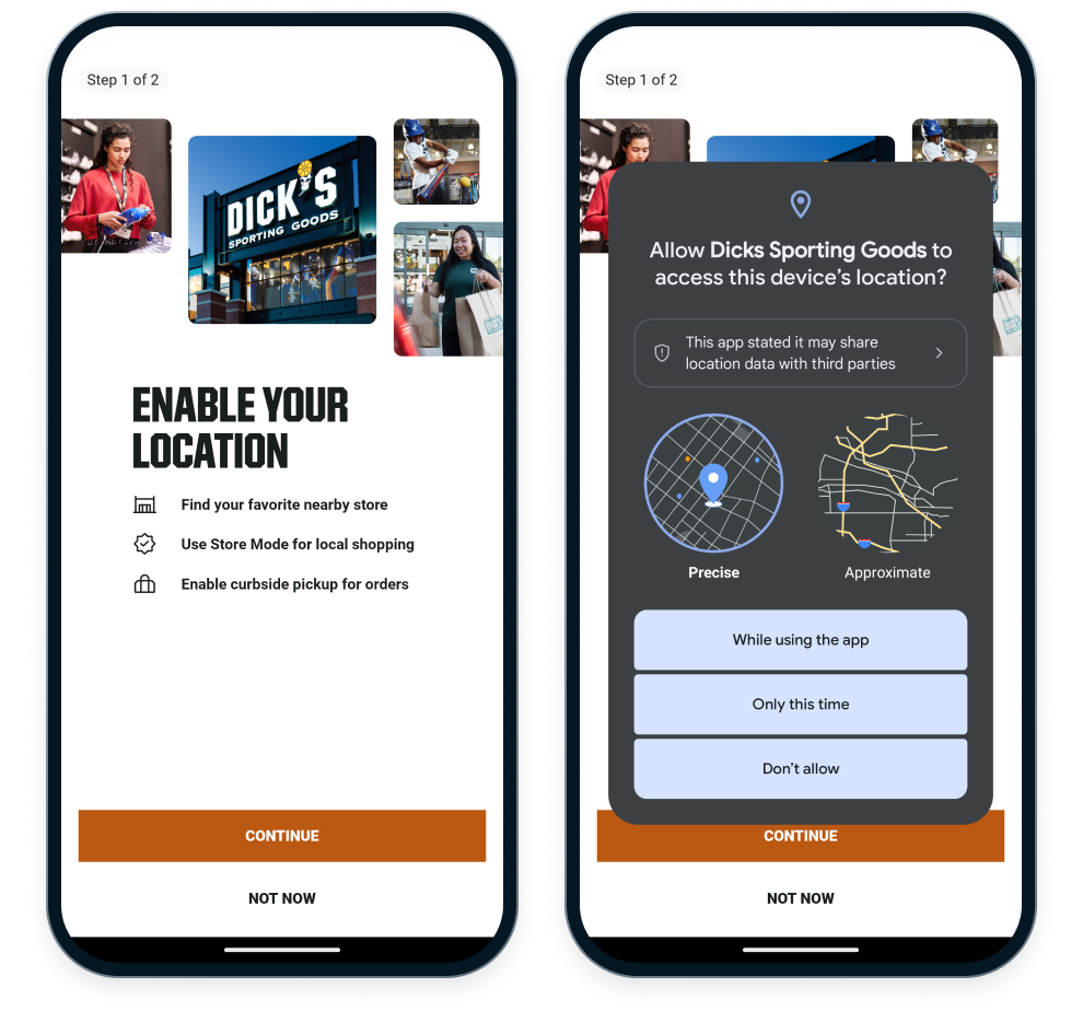 DICK'S Sporting Goods location opt-in