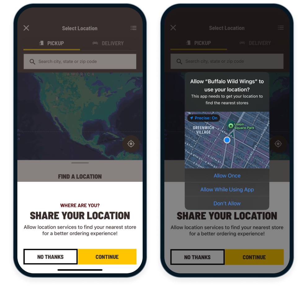 Buffalo Wild Wings location opt-in