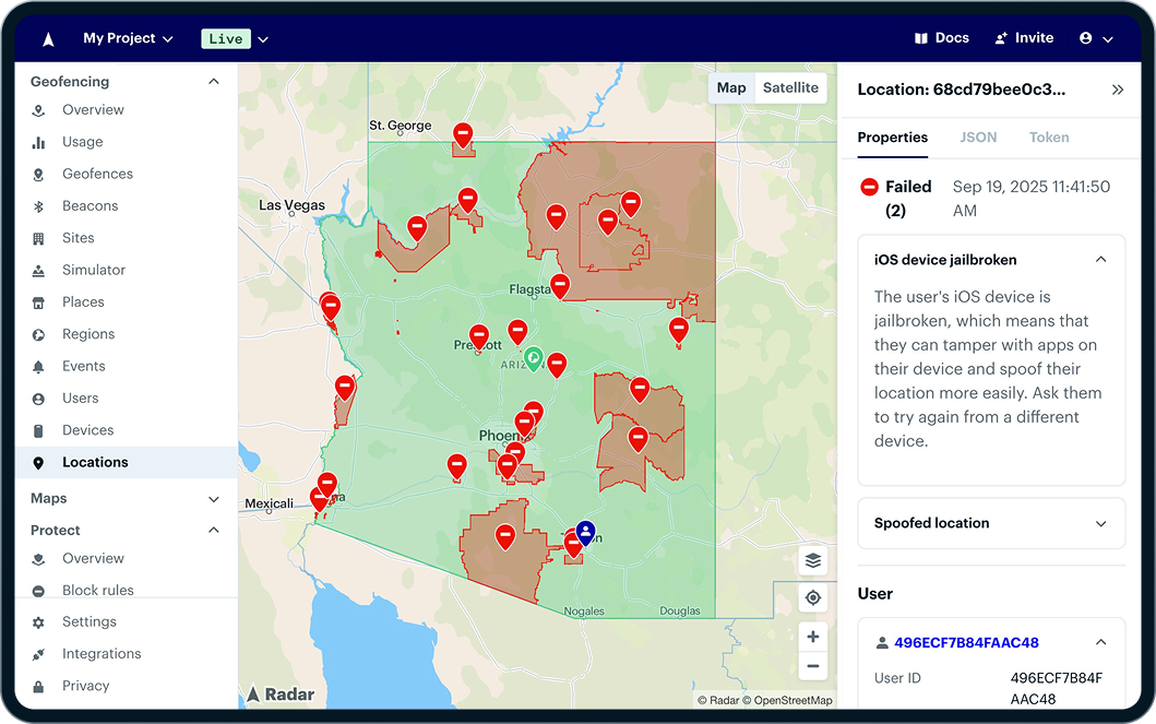 State boundary geofence