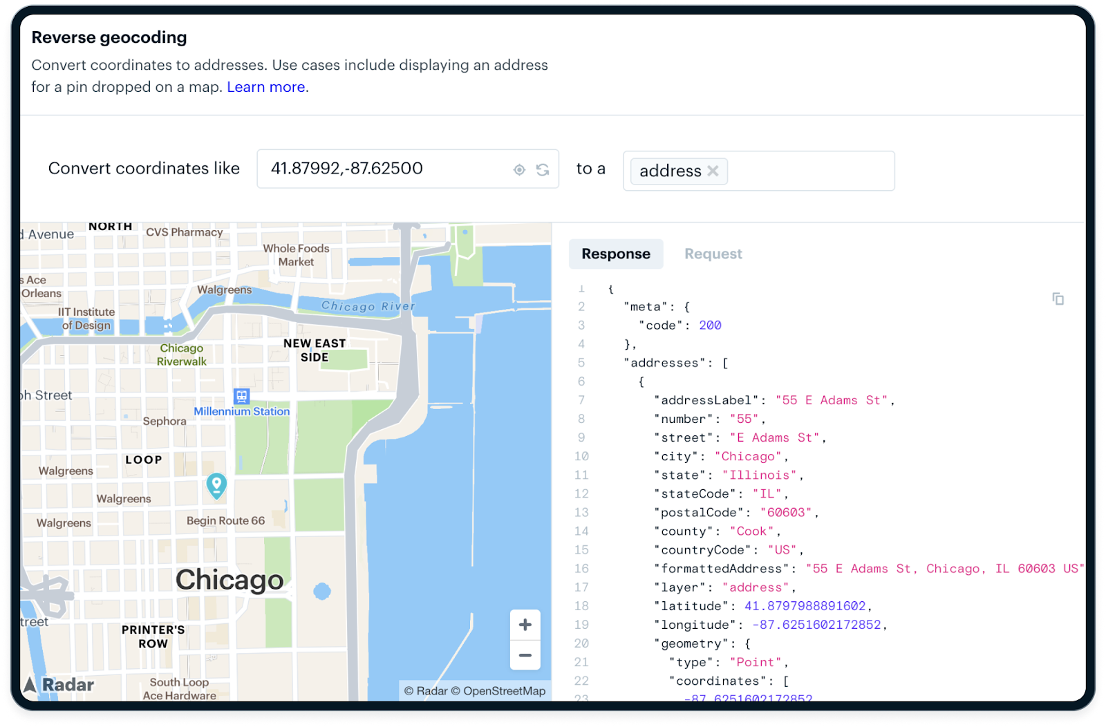 Forward geocoding example