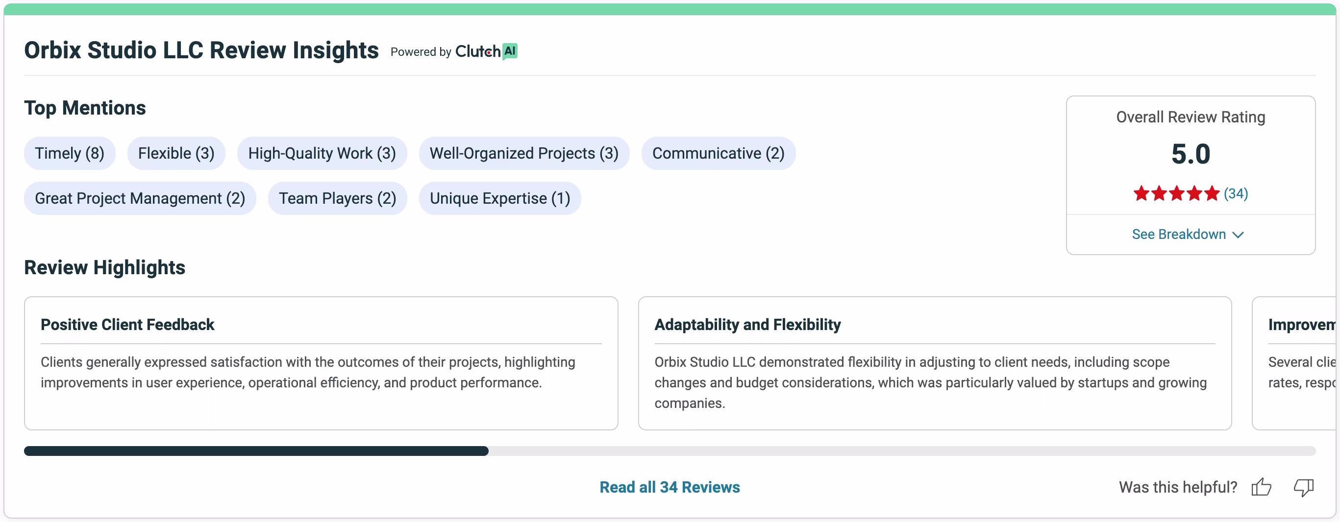 Orbix Studio LLC Review Insights Powered by Clutch Al