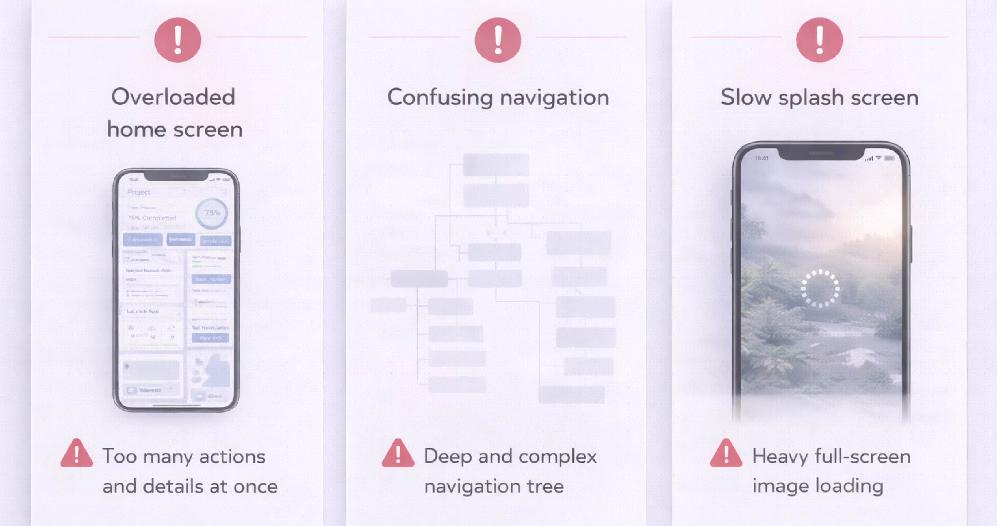 Mobile splash screen with loading spinner demonstrating slow initial load time