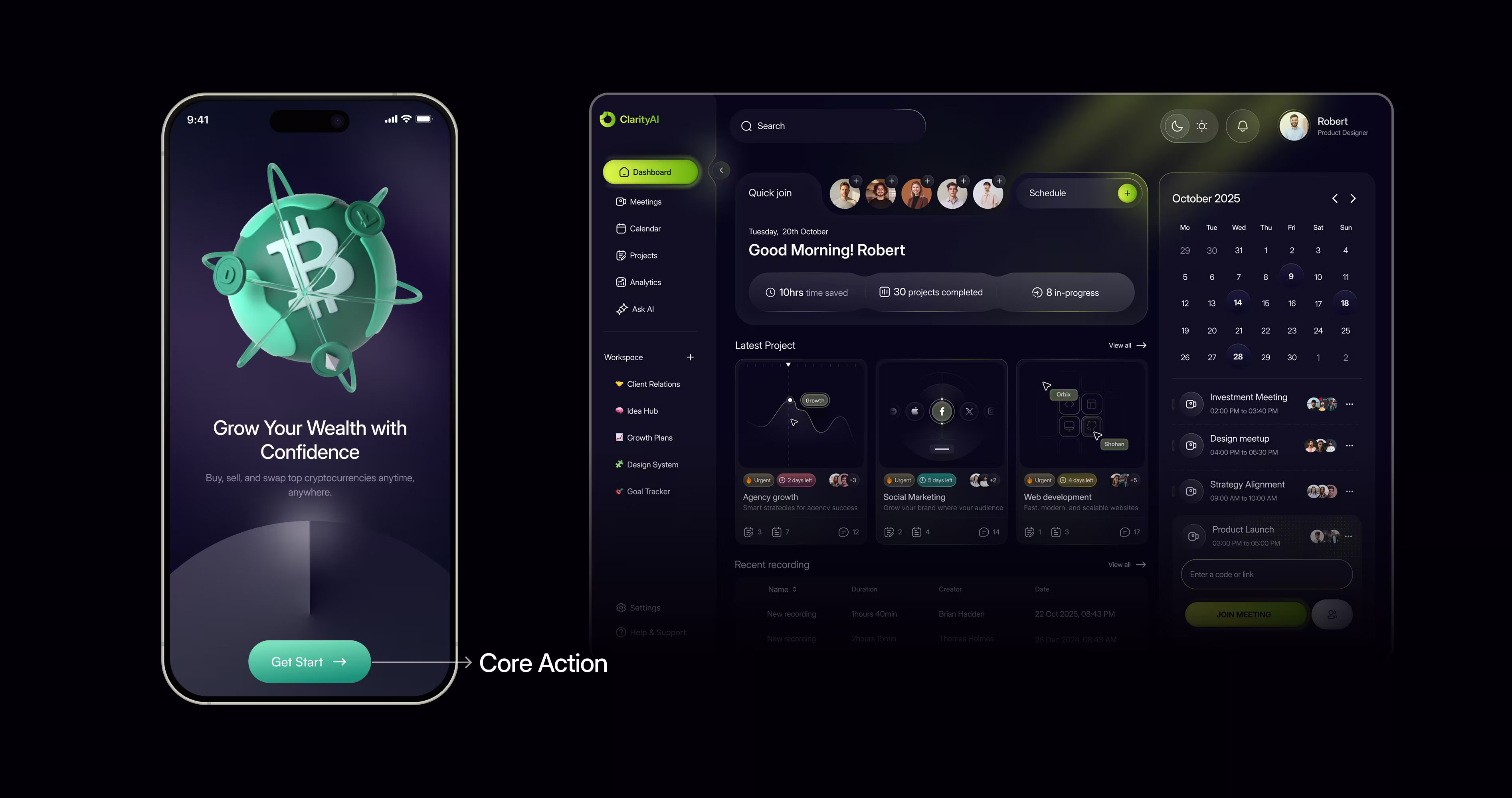 Mobile app interface highlighting core feature prioritization based on the 80 20 rule