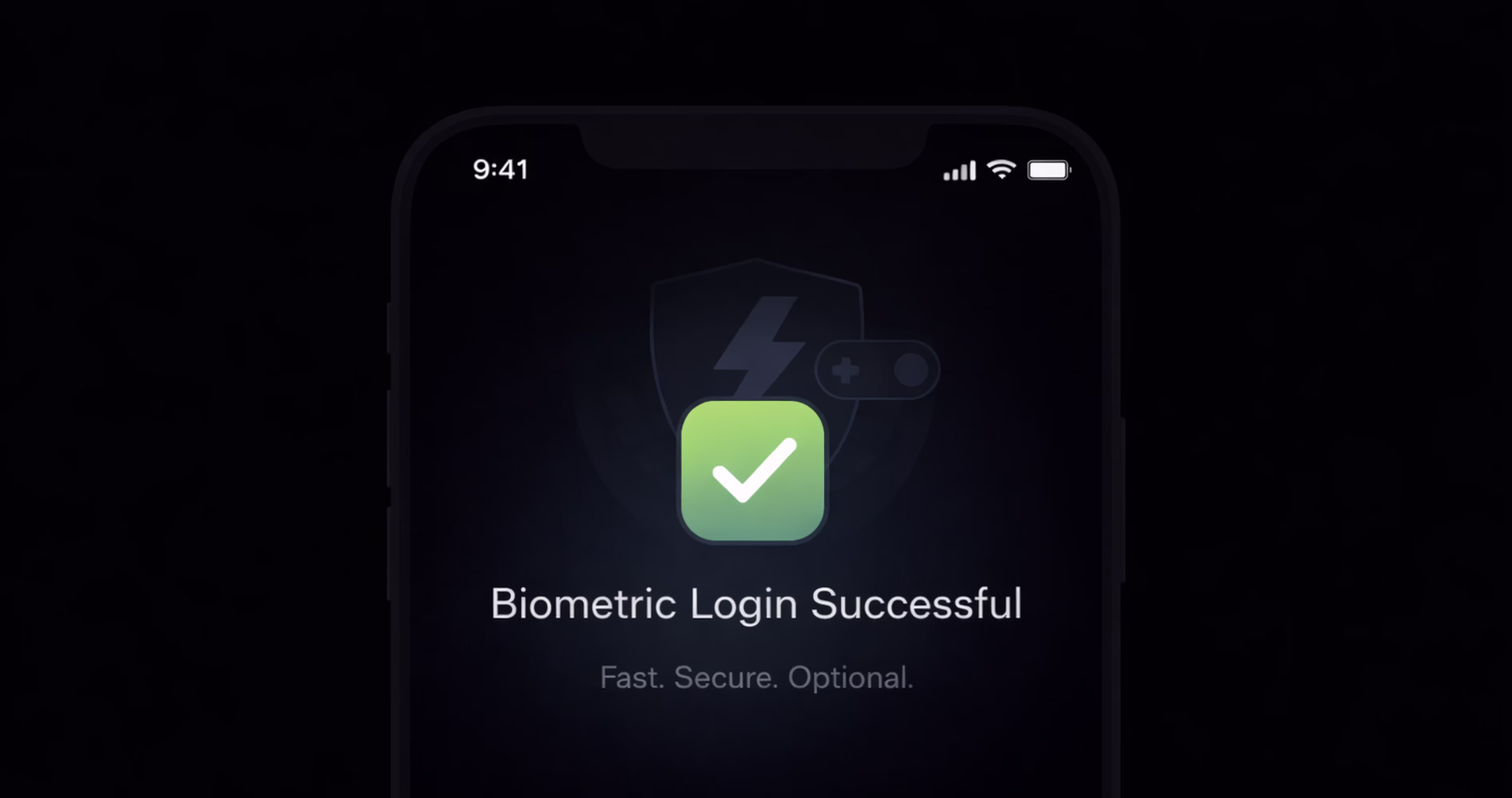 Biometric login successful confirmation screen in mobile application