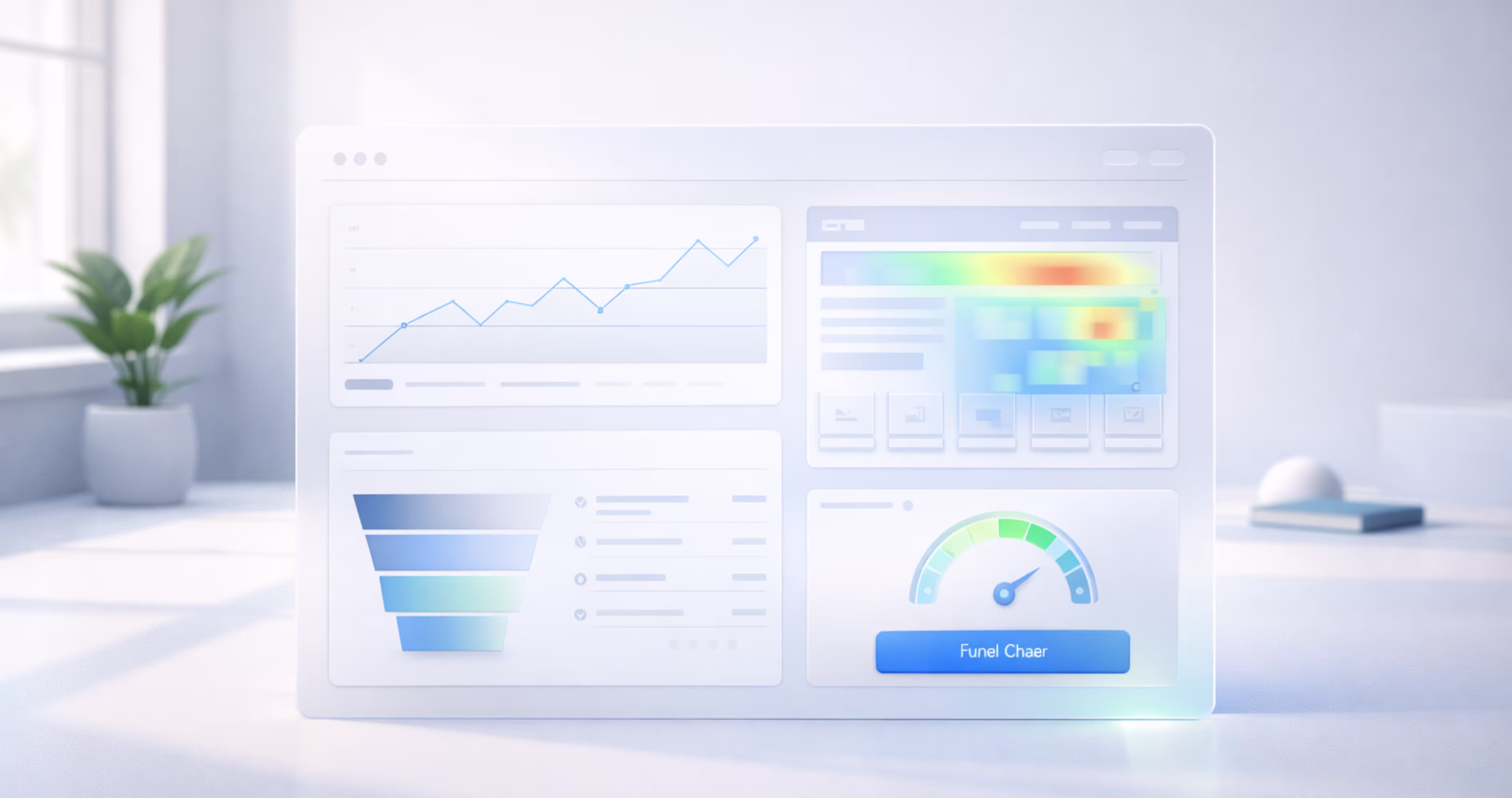 Ecommerce analytics dashboard showing conversion funnel performance metrics heatmap and revenue data