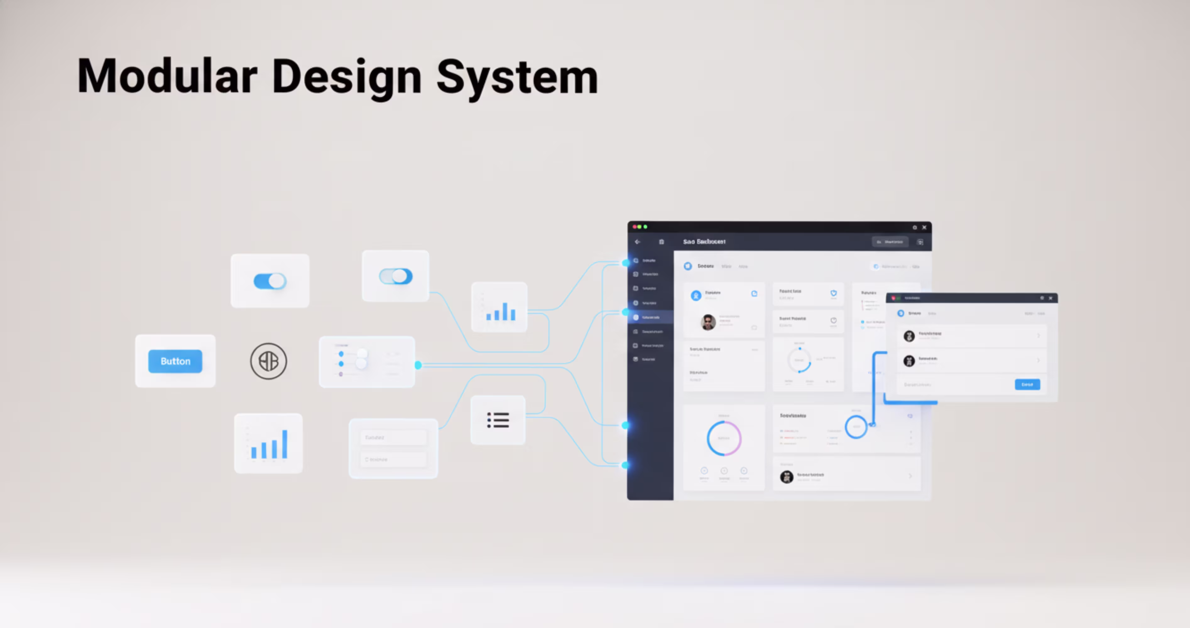 Modular SaaS design system architecture with reusable components and UI modules