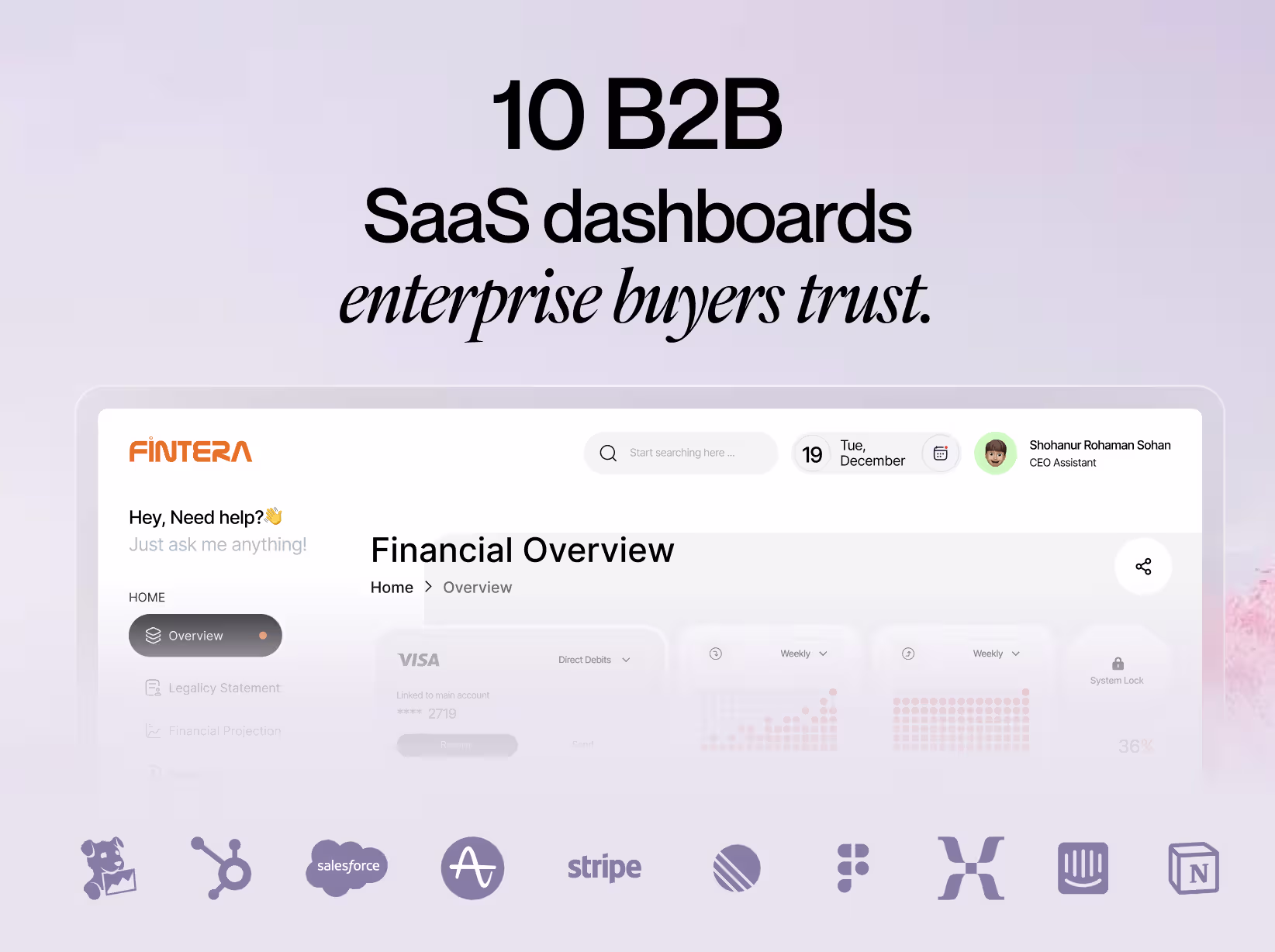 B2B SaaS dashboard design examples showing the interface patterns enterprise buyers trust during product evaluation