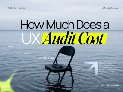 Thumbnail illustrating UX audit cost in 2026 with pricing tiers, UX evaluation, usability audit, research methodology, and user experience optimization.