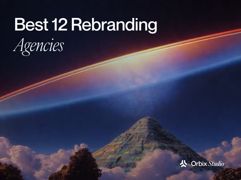 Best 12 rebranding agencies 2026 — featured blog thumbnail with cosmic pyramid visual by Orbix Studio