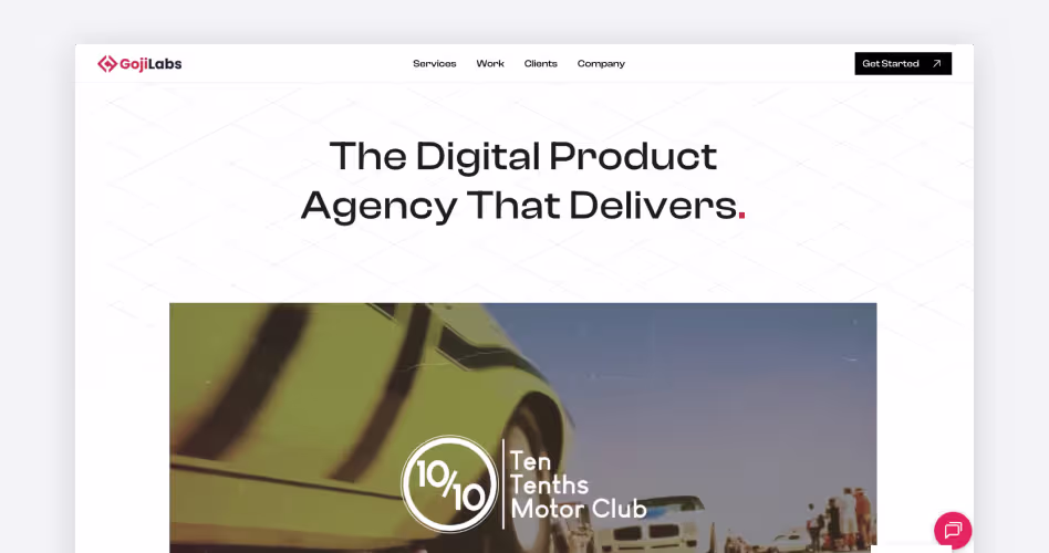 Goji Labs homepage — end-to-end digital product agency, #11 dashboard design agency in the Orbix Studio 2026 guide