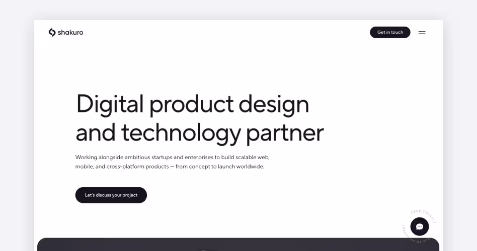 Shakuro homepage — digital product design and technology partner, #9 dashboard design agency reviewed by Orbix Studio