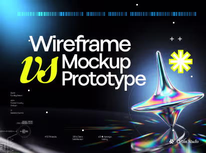 Wireframe vs mockup vs prototype thumbnail — Orbix Studio's guide to the 5 key differences in the UI/UX design process
