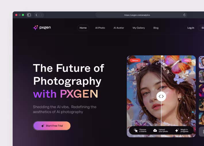 PXGEN AI image generation platform website homepage redesign by Orbix Studio