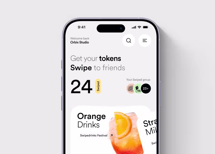 Adobe XD design tool badge for Swipe Drinks event tech app case study by Orbix Studio