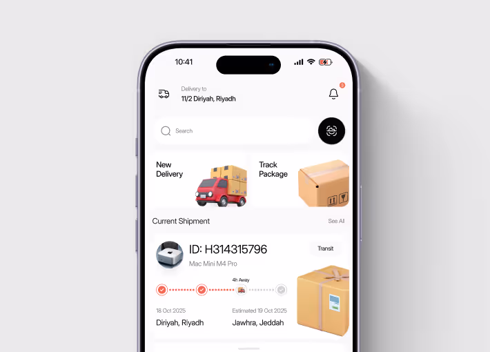 	Couriq parcel app UX case study banner showing streamlined courier delivery interface by Orbix Studio