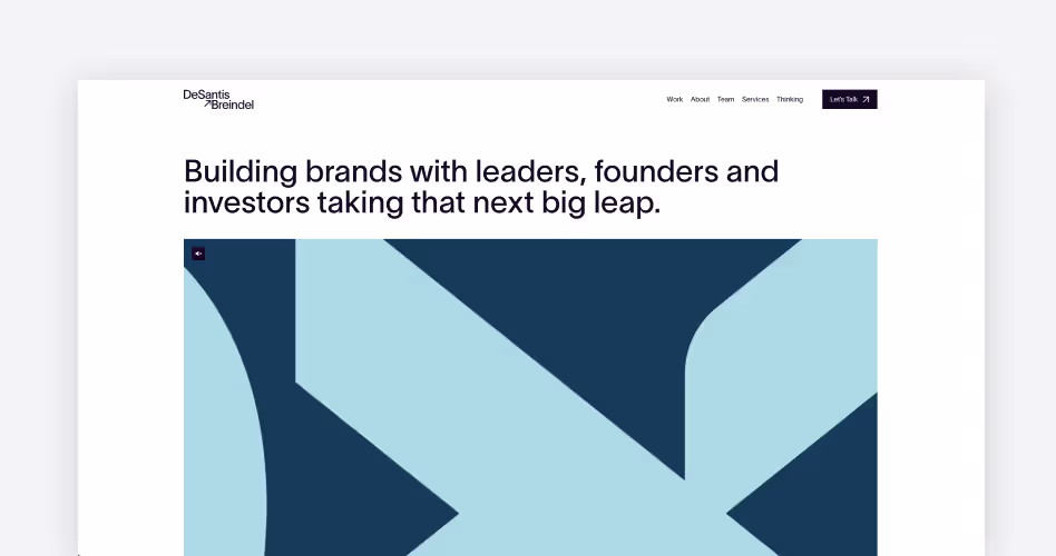 DeSantis Breindel homepage, a New York B2B brand strategy firm specializing in enterprise rebrands for technical and regulated industries, featured in the 12 best B2B branding companies guide
