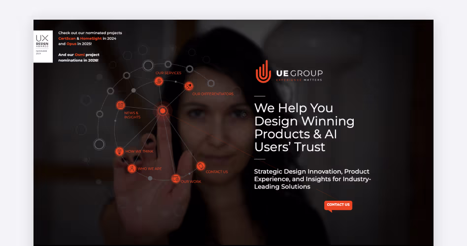 UEGroup homepage, a Silicon Valley UX agency with in-house labs for testing hardware and pre-launch products, featured in the top usability testing agencies guide