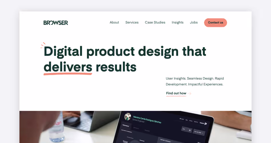 Browser London homepage, a UK research-led UX and UI agency delivering digital product design validated by user testing, featured in the top usability testing agencies guide