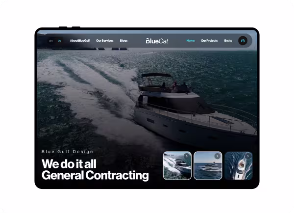 BlueCat luxury yacht charters modern website homepage redesign by Orbix Studio