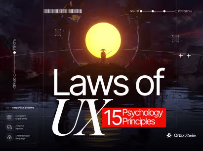 Thumbnail for a guide to 15 UX laws every designer should know, branded by Orbix Studio