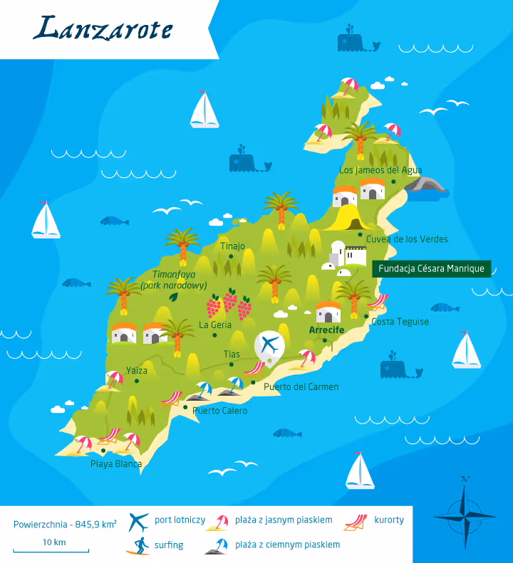 wyspy kanaryjskie lanzarote mapa