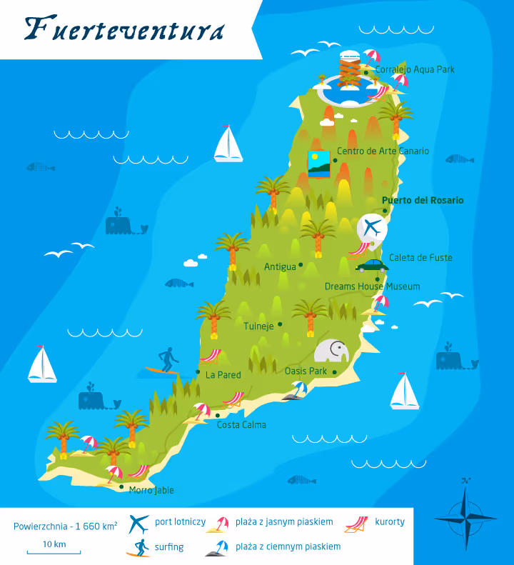 wyspy kanaryjskie fuerteventura mapa