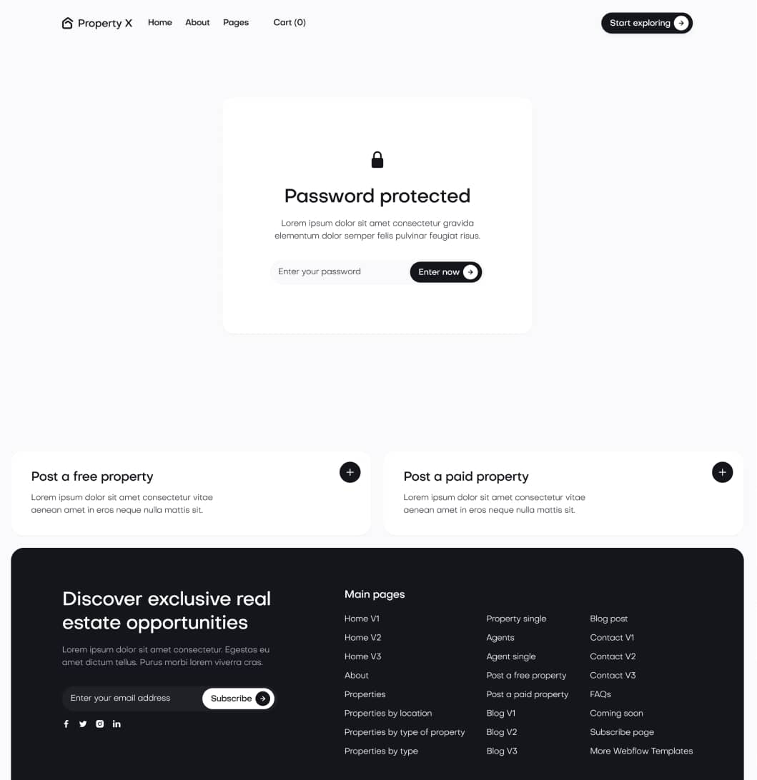 Property X - Password Protected Page - Real Estate Webflow Template