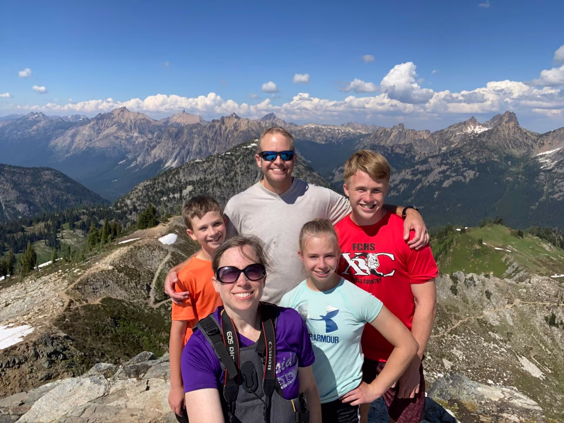 Happy family at the mountains