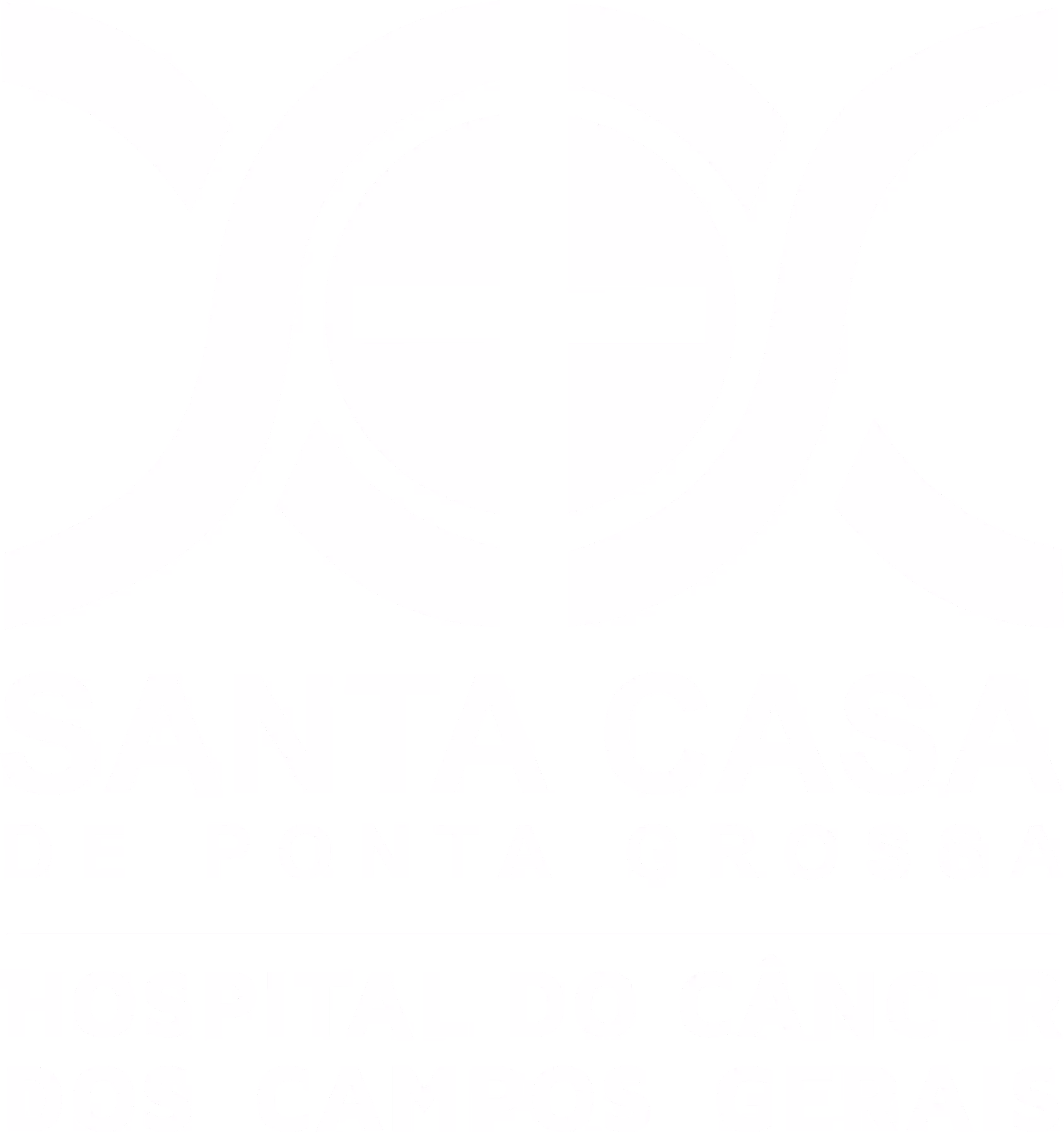 Logotipo do Hospital do Câncer Santa Casa de Ponta Grossa dos Campos Gerais com uma cruz central estilizada.