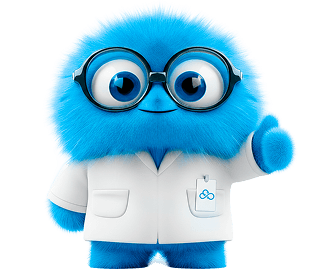 Mascote da Medcloud - Claudinho fazendo o sinal de joinha