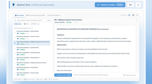 Imagem do Sistema  Medcloud PACS com a nova funcionalidade -  Medidas DICOM SR no laudo