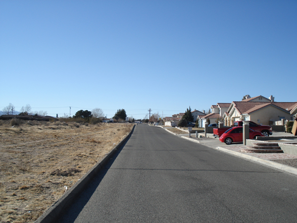 New paved access road leading to the construction site