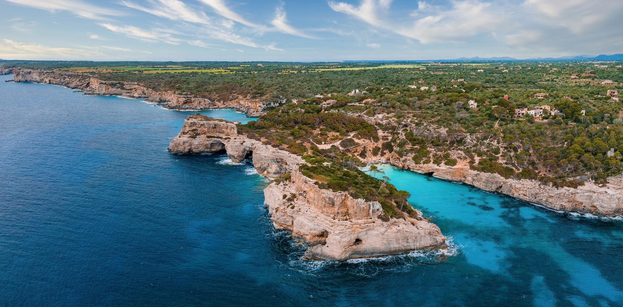 Aerial view of Cala des Moro in Mallorca