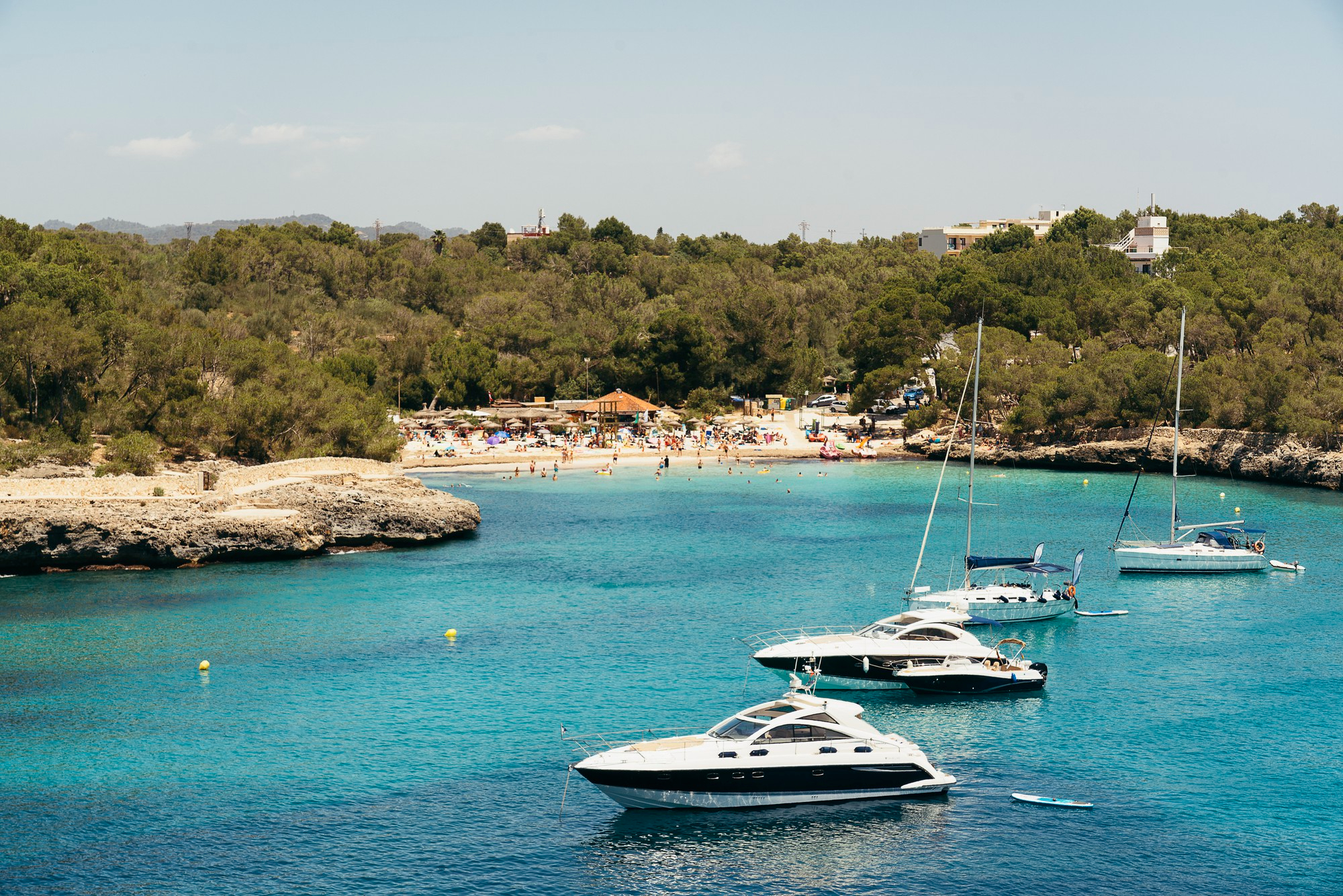 Cala Mondragó with yatchs in Mallorca