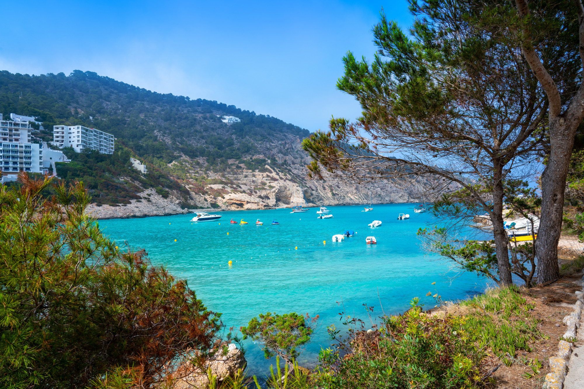Cala Llonga with yatchs