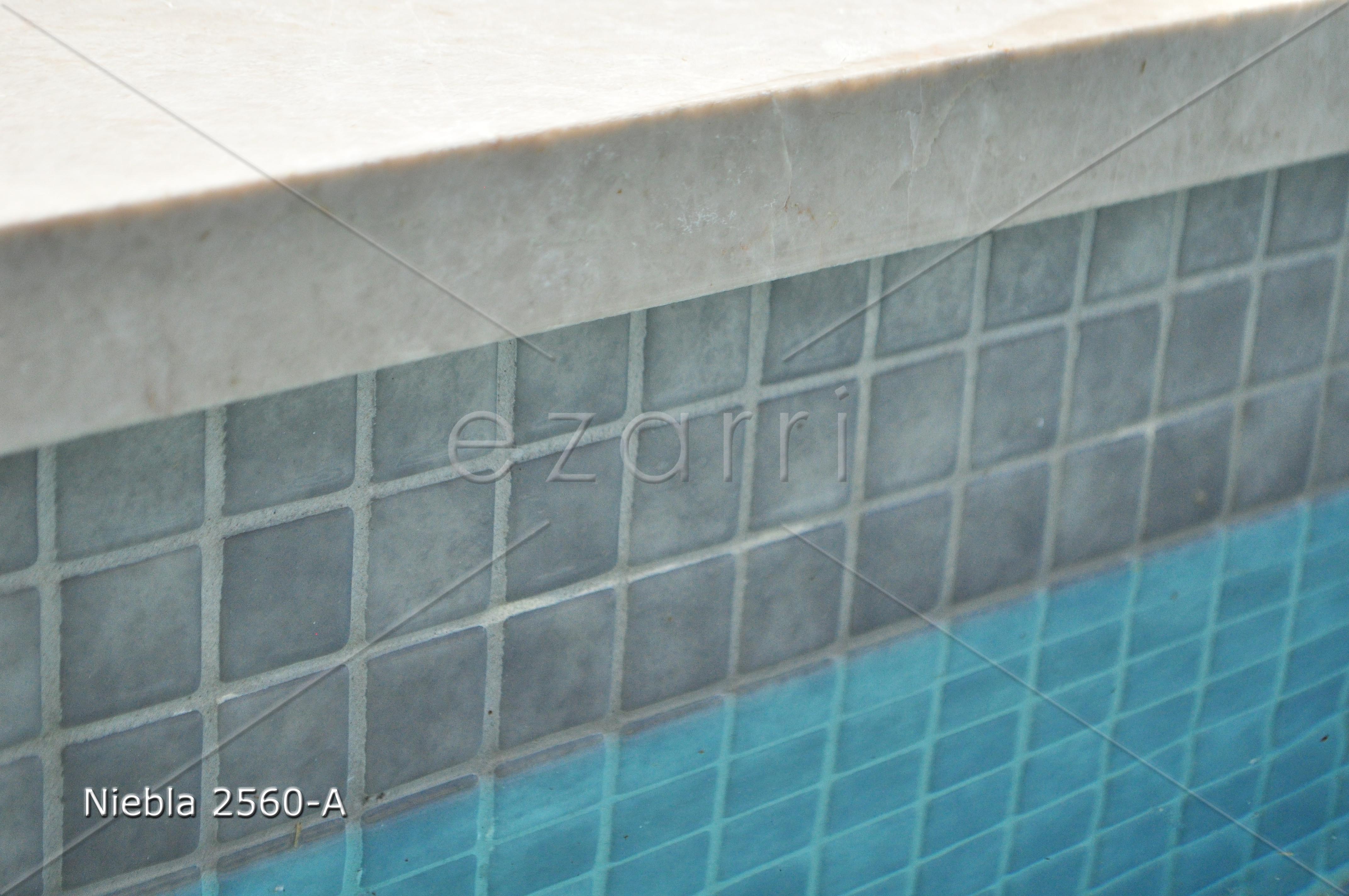 Niebla 60-A light aqua blue 50mm glass mosaic pool tile by Ezarri