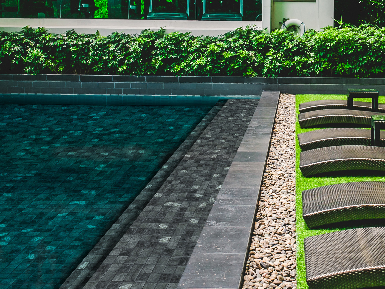 Zen Phyllite dark slate grey 50mm matte marbled glass mosaic tile by Ezarri