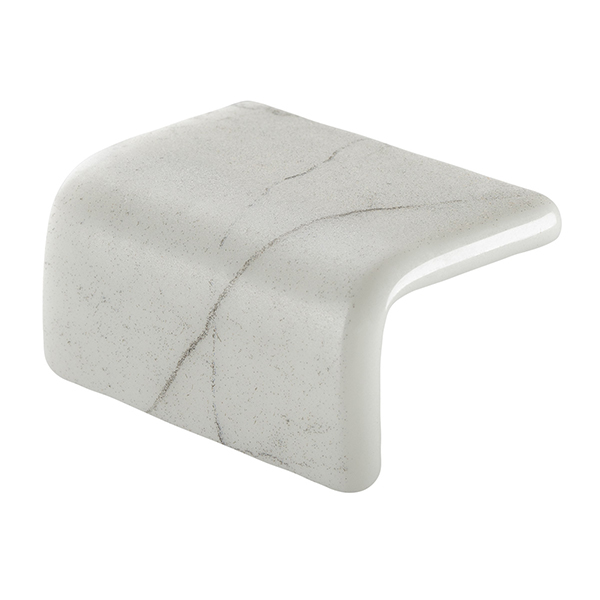 Zen Carrara white grey marble-look matte cove trim piece for pools by Ezarri