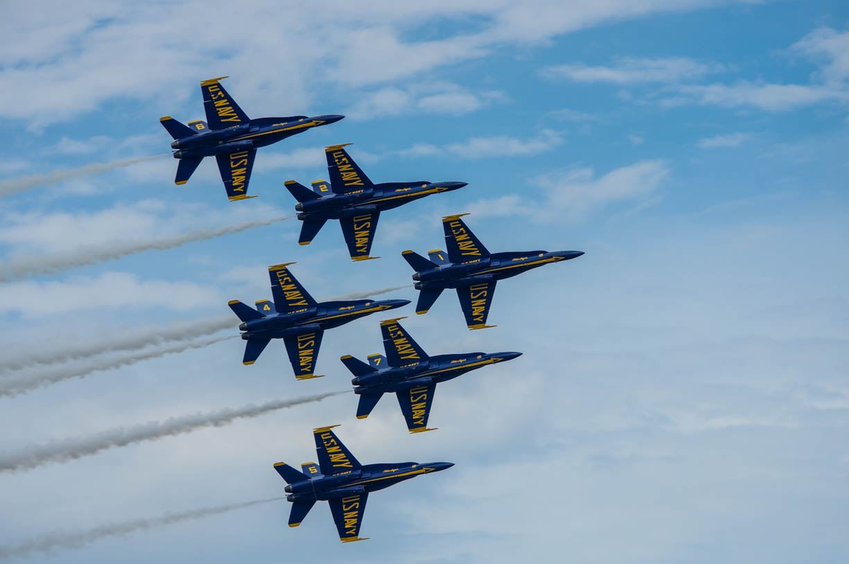 U.S. Navy Blue Angels over Chicago at the Chicago Air and Water Show during the summer of 2019.