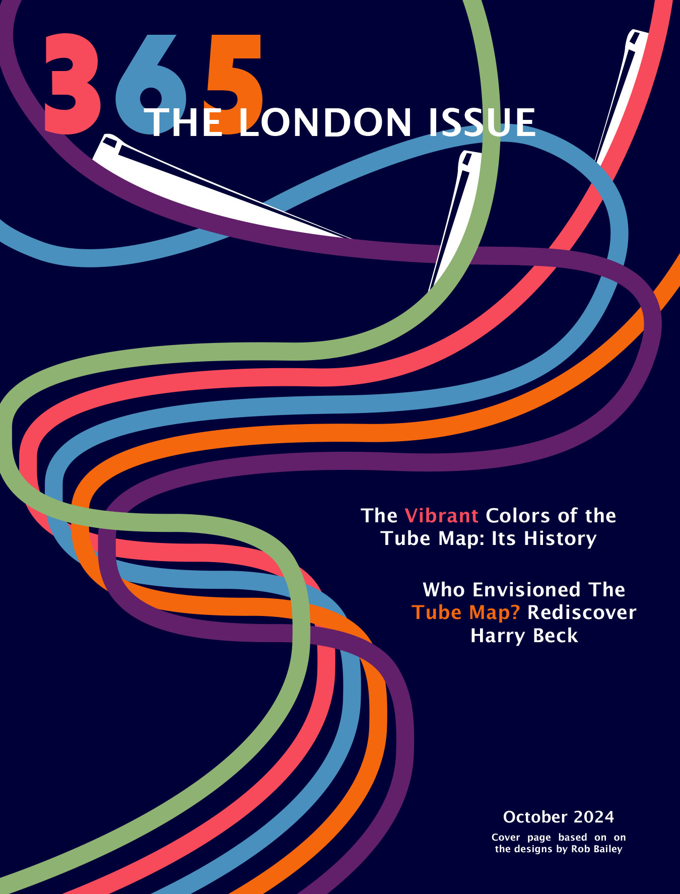 A magazine cover with multiple different rail lines shown by different colors.