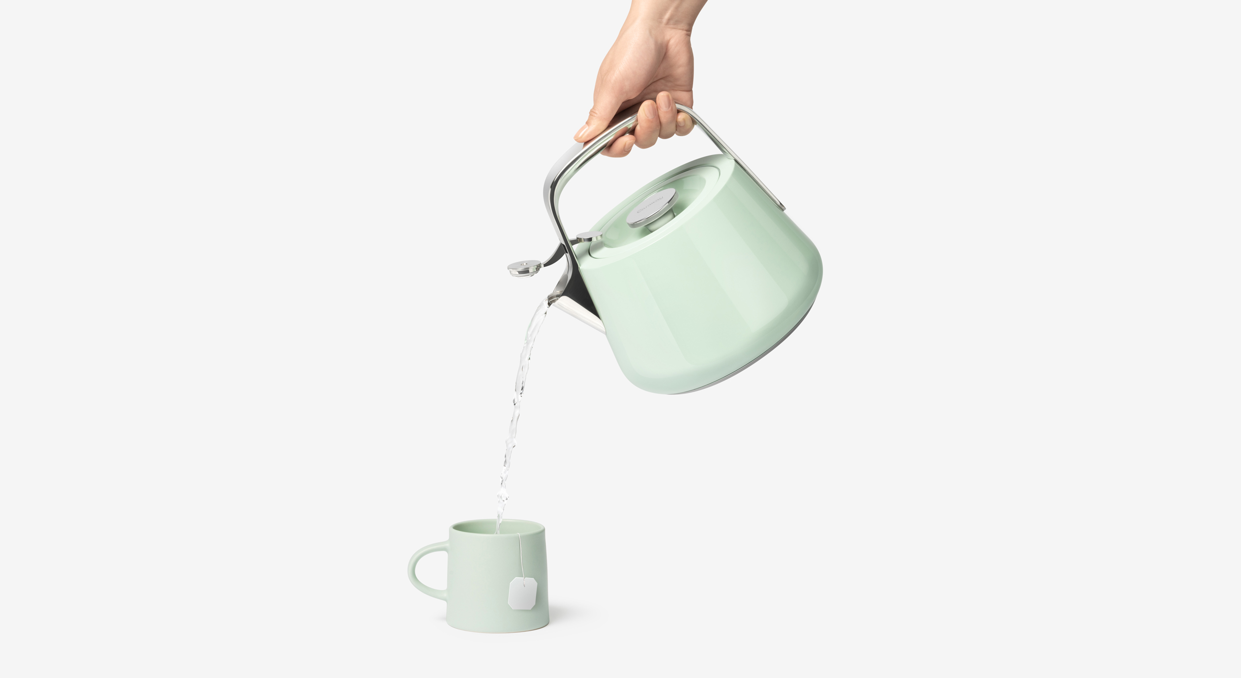 Caraway Tea Kettle Pouring into cup