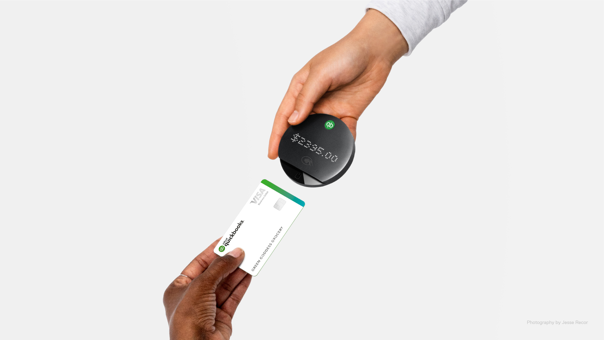 Quickbooks Debit Card tapping on the card reader.