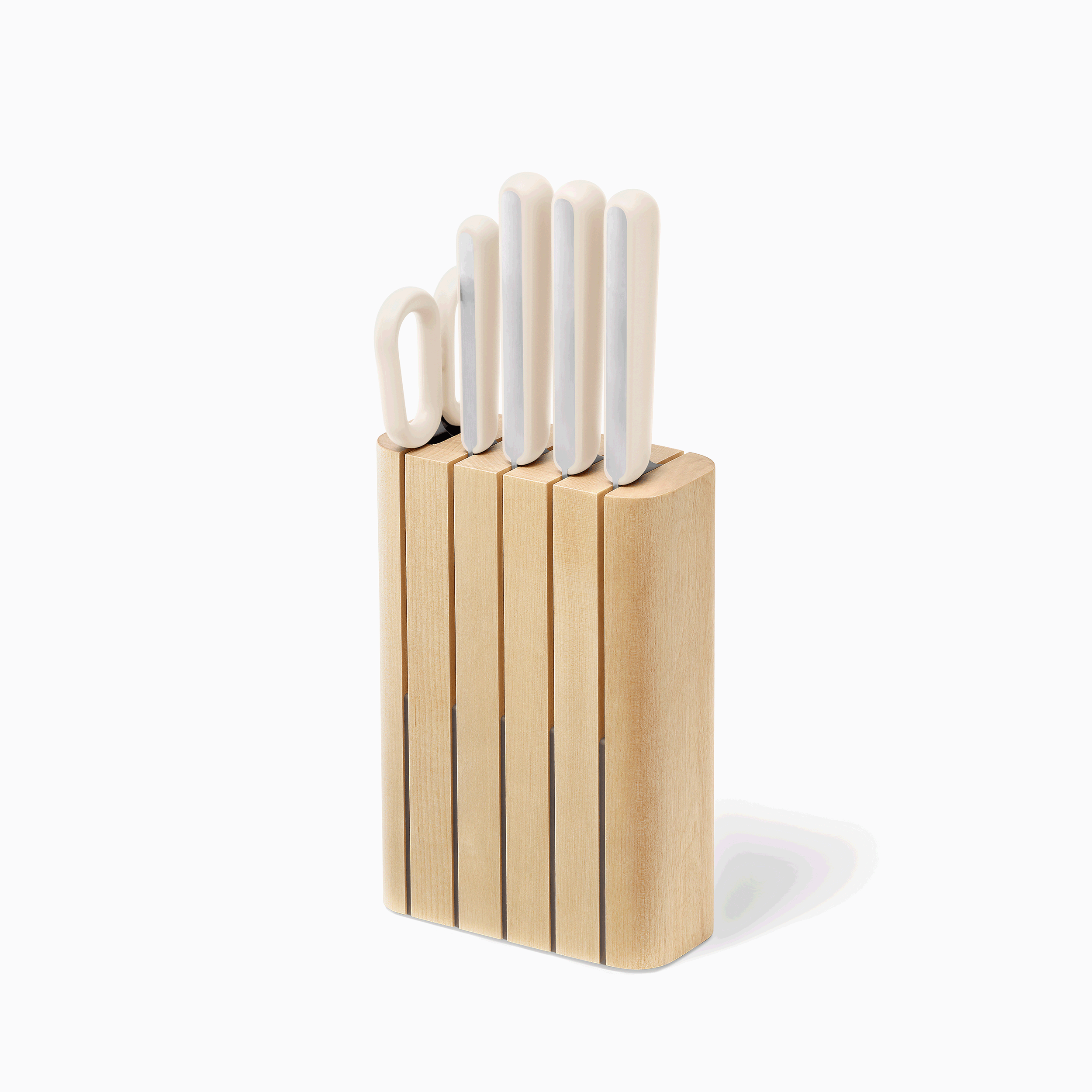Usage sequence of Caraway Knife Block in vertical orientation.