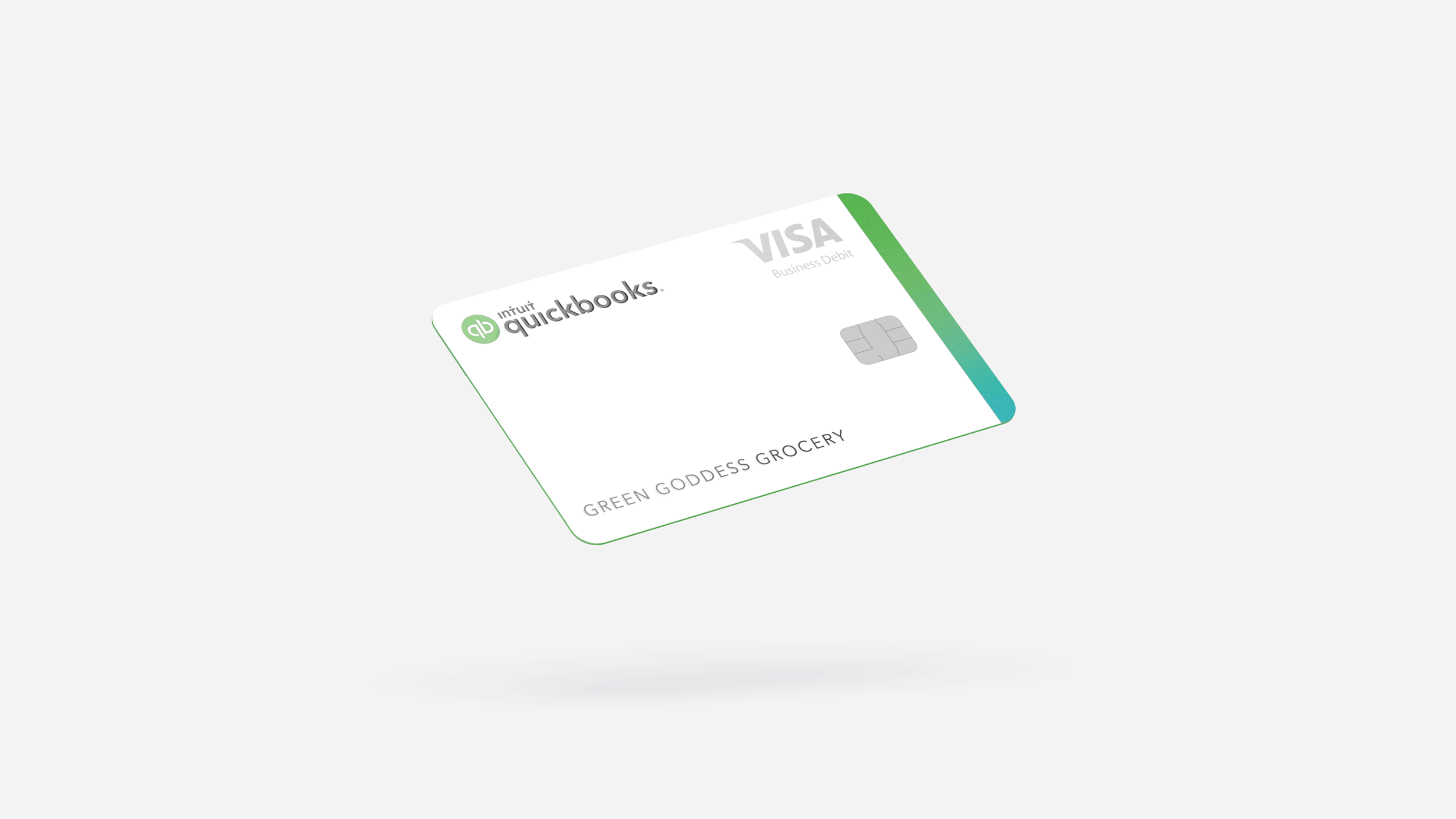 Rotating animation of Quickbooks Debit Card.