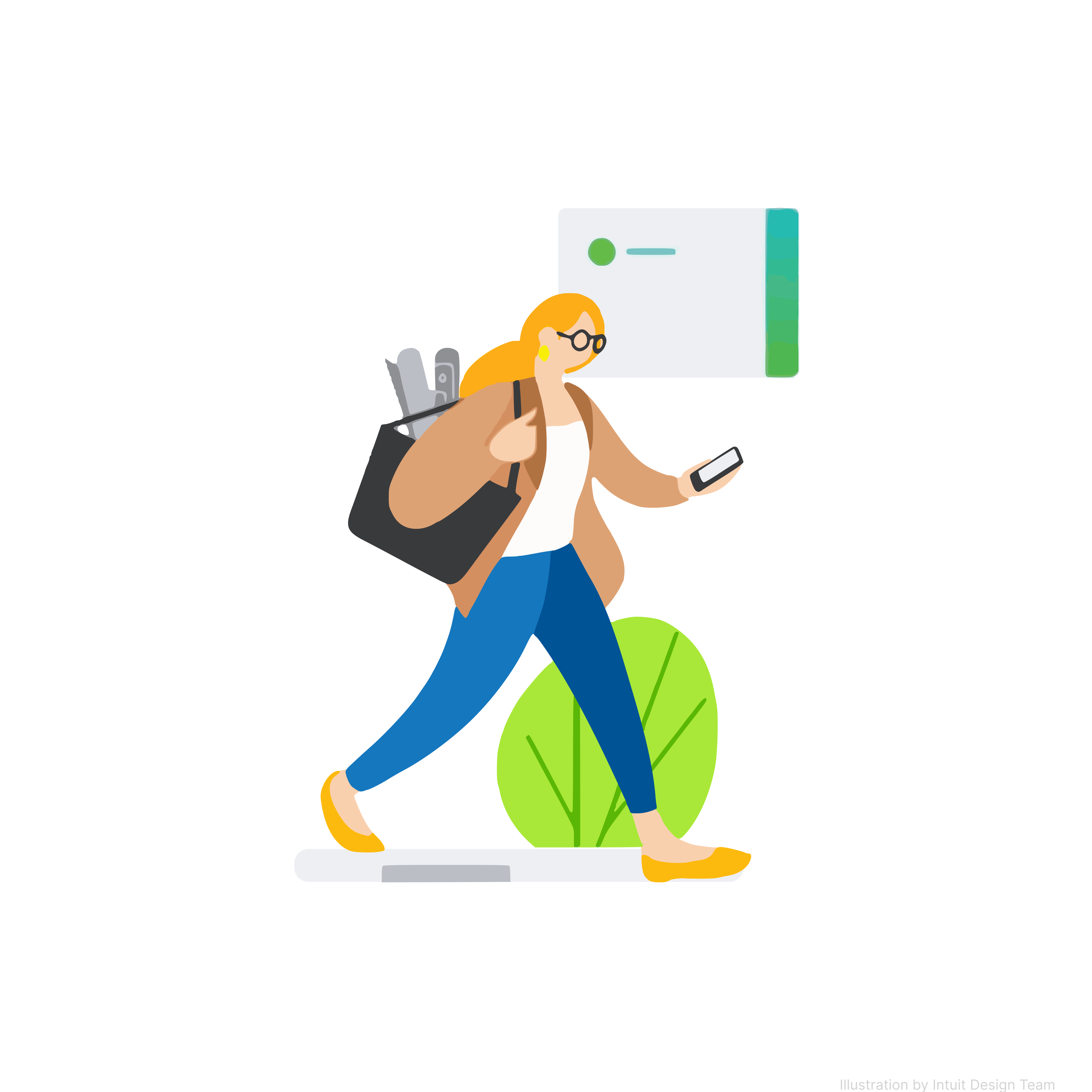 Illustration of woman walking.