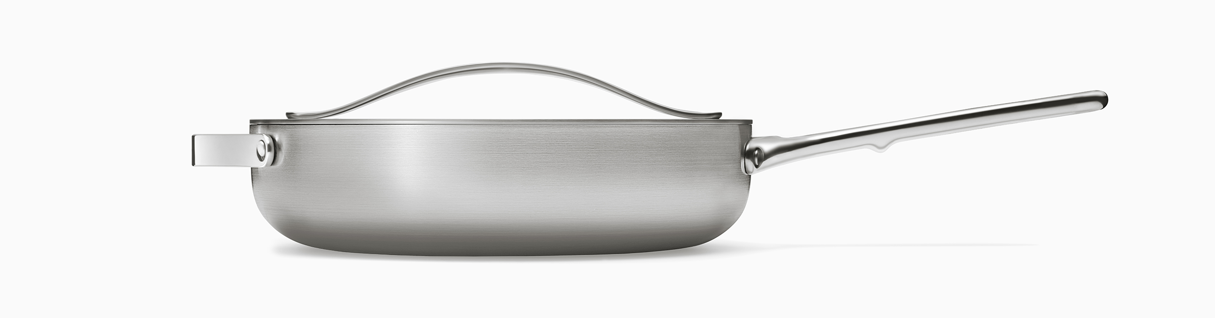 Side view of Caraway Stainless Cookware Saute Pan.