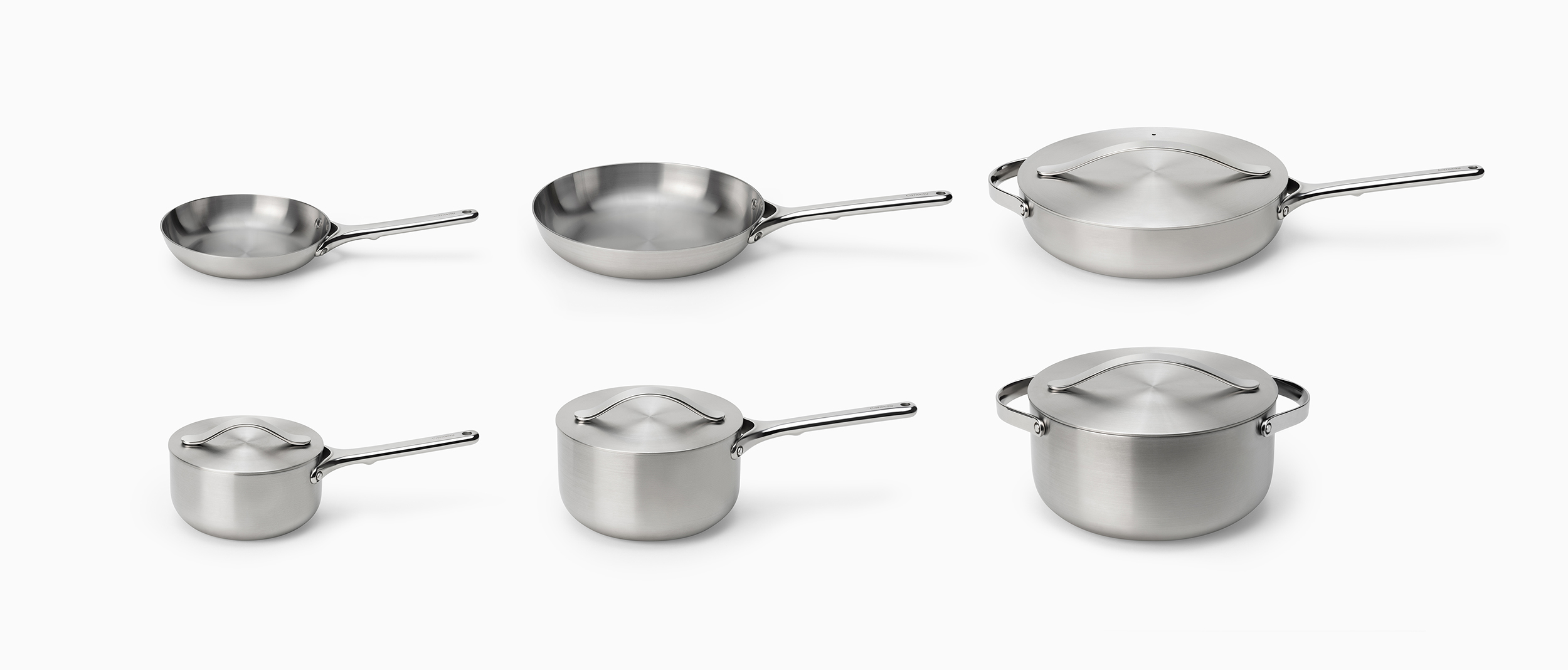 Caraway Stainless Cookware family.