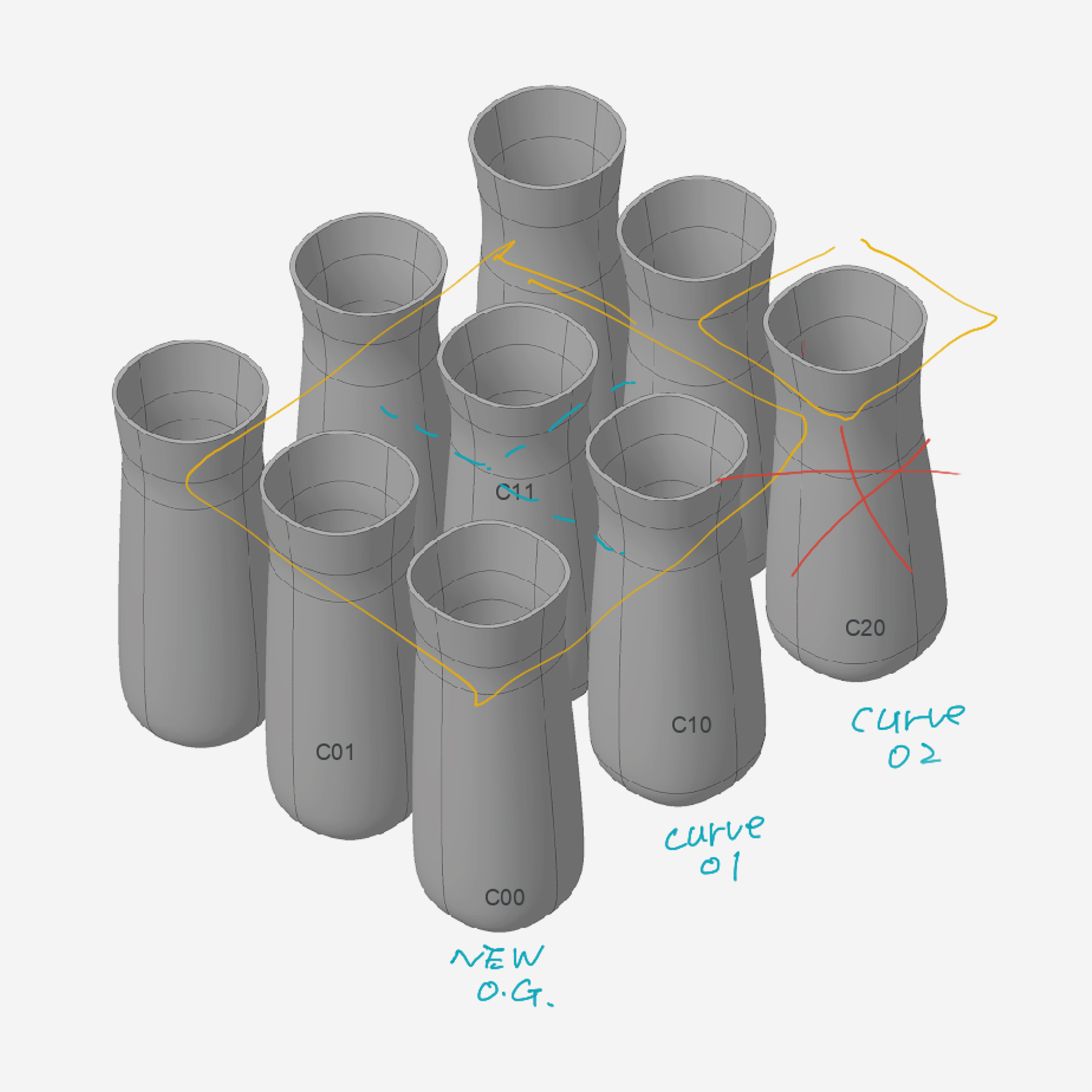 Form refinement of Just Egg glass bottle design.