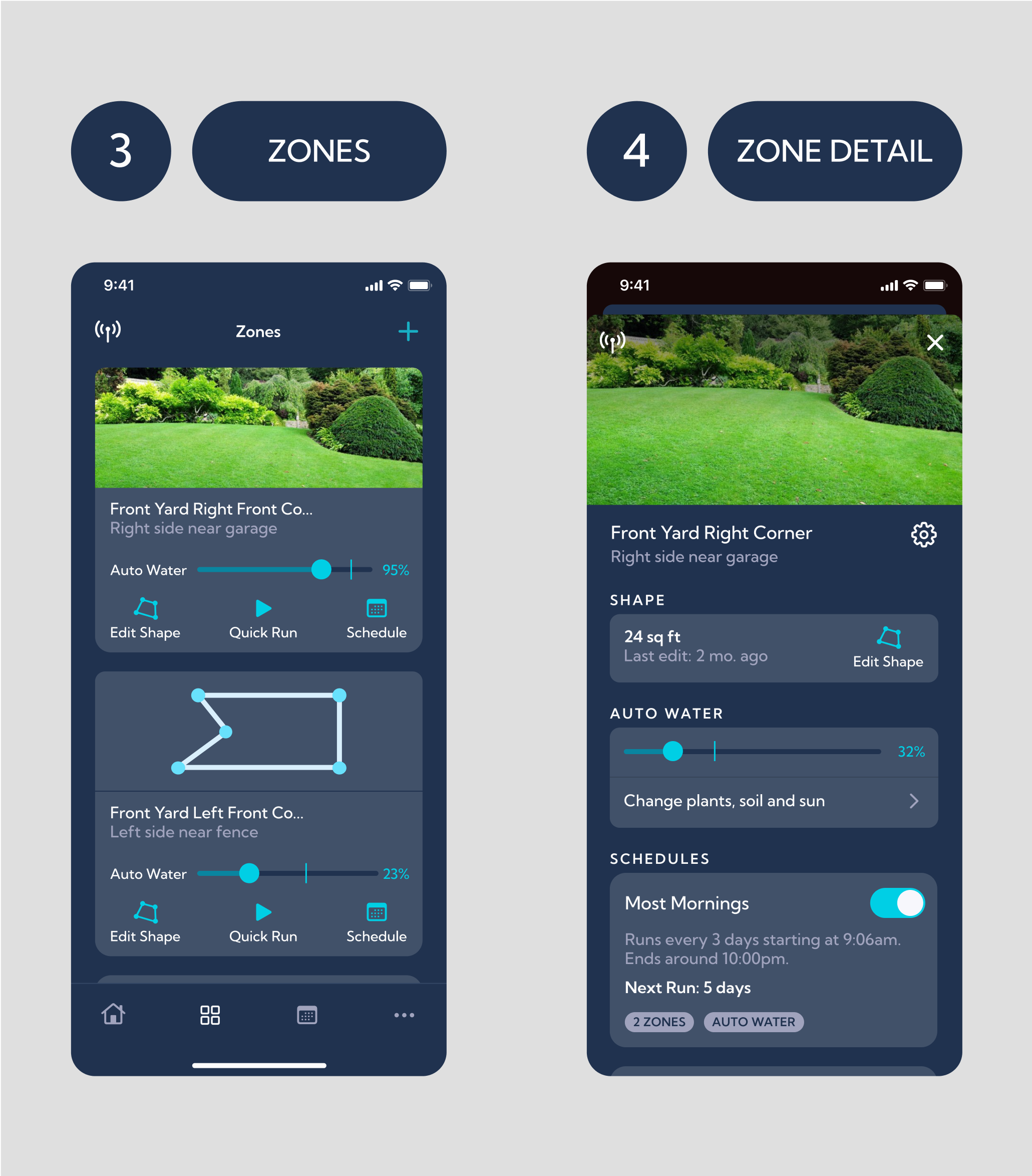 Irrigreen App screens.