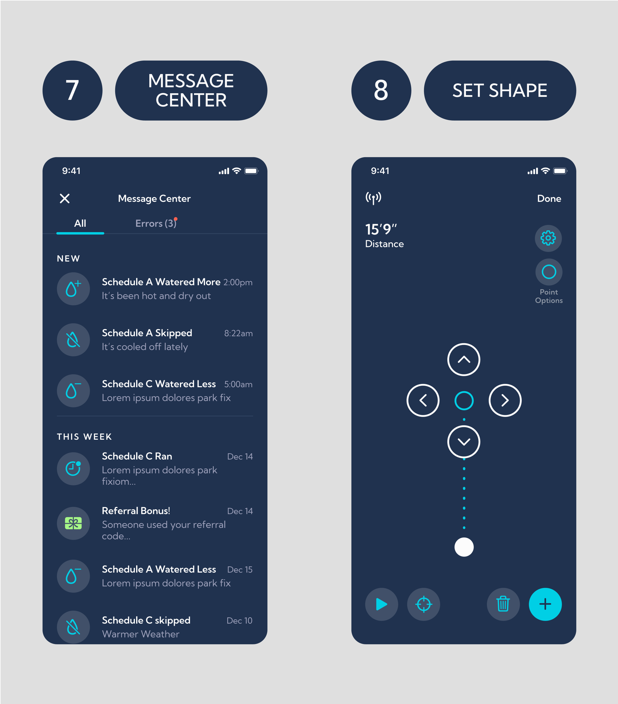Irrigreen App screens.